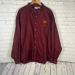 Virginia Tech Mens NCAA Burgundy Orange Button Up shirt size XXL Hokies Cadre
